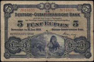 German East Africa. 1905 5 Rupien