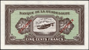 Guadaloupe. Vzorek 500 franků