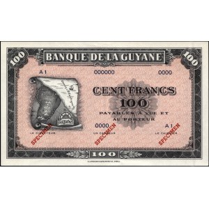 Guyana. 100 Francs specimen