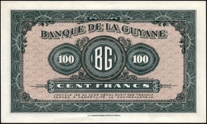 Guyana. 100 Francs specimen