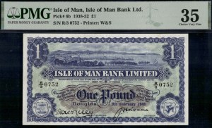 Isle of Man. 1949 1 Pound Prefix R/3