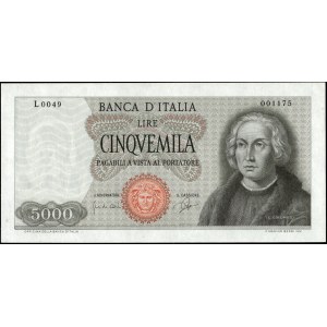 Italy. 1964 5000 Lire Prefix L0049 Columbus