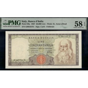 Italy. 1967 50000 Lire Prefix GE Leonardo Da Vinci