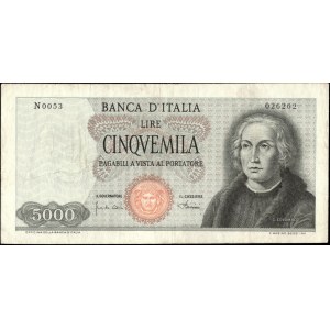 Italy. 1968 5000 Lire White Paper Carta Bianca