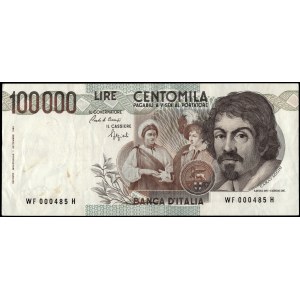 Italy. 1983 100000 Lire Low Serial Number 485 Prefix WF H