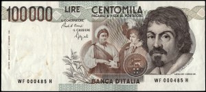 Italy. 1983 100000 Lire Low Serial Number 485 Prefix WF H