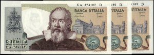 Itálie. 1983 2000 lir Náhradní předpona XA D Po sobě jdoucí 3 kusy