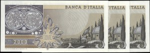 Itálie. 1983 2000 lir Náhradní předpona XA D Po sobě jdoucí 3 kusy