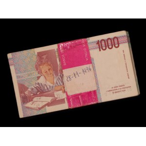 Italy. 1990 1000 Lire Bundle 100 Consecutive Pieces With RADAR Serial Number 214412