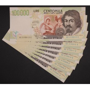 Italy. 1994 100000 Lire 7 Consecutive Pieces