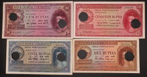 Portuguese India. 1945 10-20-50-100 Rupias