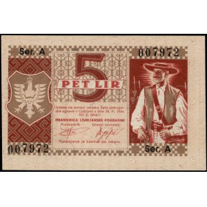 Slovenia. 1944 5 Lire