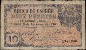 Spain. 1936 10 Pesetas Rare
