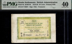 Straits Settlements. 1919 10 Cents
