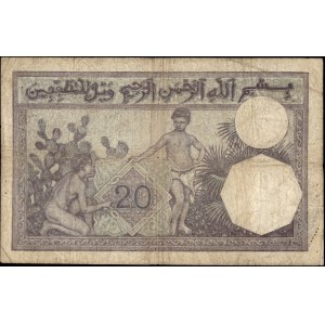 Tunisia. 1938 3-8 20 Francs Prefix M 3153 Unlisted in Pick Rare