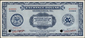 United States of America. 1933 1 Dollar Bethlehem, PA
