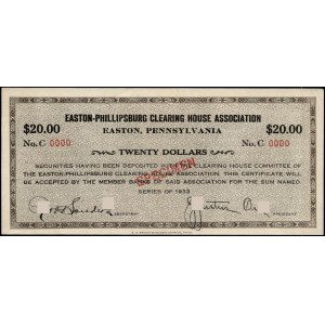 United States of America. 1933 20 Dollars Easton, Pennsylvania