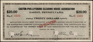 United States of America. 1933 20 Dollars Easton, Pennsylvania