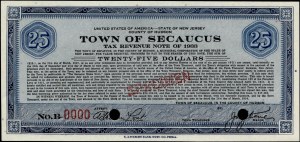 United States of America. 1933 25 Dollars Town of Secaucus Specimen