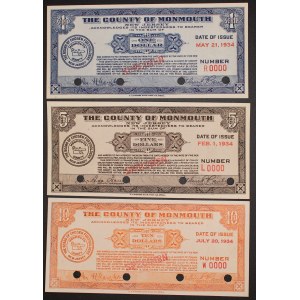United States of America. 1934 1,5,10 Dollars The County of Monmouth