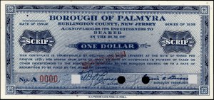 United States of America. 1935 1 Dollar Borough of Palmyra