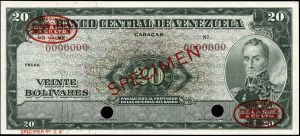Venezuela. 20 Bolivares specimen