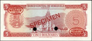 Venezuela. 5 bolivares specimen
