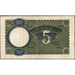Albania. 1939 5 Franga Italian Occupation