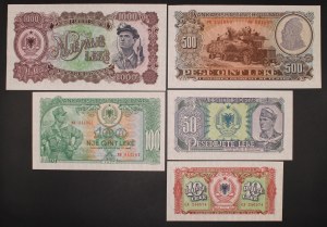 Albánie. 1957 10 50 100 500 1000 Leke 5dílná sada