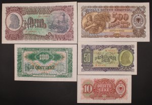 Albánie. 1957 10 50 100 500 1000 Leke 5dílná sada