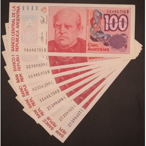 Argentina. 1989 100 Australes 8 Pieces