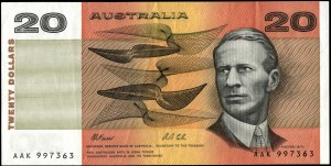 Australia. 1993 20 Dollars Prefix AAK