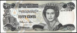 Bahamas. 1974 1/2 Dollar 50 Cents Prefix A
