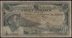 Belgian Congo. 1957 20 Francs Prefix AL
