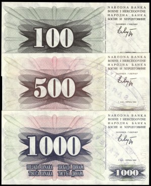 Bosnia and Herzegovina. 1992 100 500 1000 Dinara Sarajevo Station