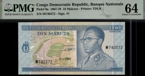 Kongo, Demokratická republika. 1967 10 Makuta
