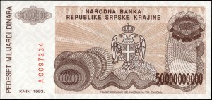 Croatia. 50 Billion Dinara 1993 Prefix A