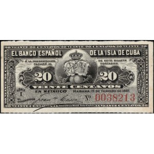 Cuba. 1897 20 Centavos Banco Español