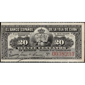 Cuba. 1897 20 Centavos Banco Español