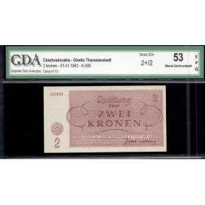 Czechoslovakia. 1943 2 Kronen Theresienstadt Ghetto
