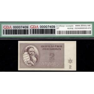 Czechoslovakia. 1943 2 Kronen Theresienstadt Ghetto