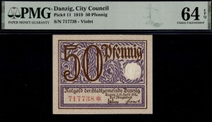Danzig. 1919 50 Fenigow Purple