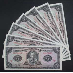 Ecuador. 1988 5 Sucres 7 Pieces