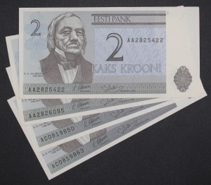 Estonia. 1992 2 Krooni 4 Pieces