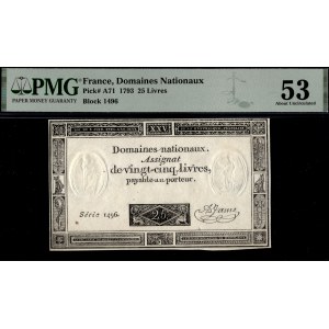 France. 1793 25 Livres Block 1496 Assignat
