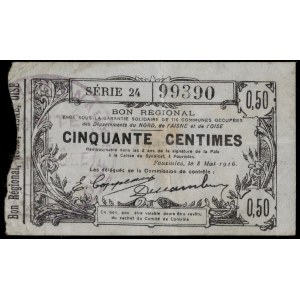 France. 1916 Aisne 50 Centimes Local Issue