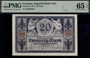 Germany. 1915 20 Mark Imperial Bank