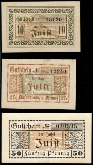 Germany. 1920 Juist Island 10 25 50 Pfennig Set Scarce