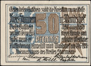 Germany. 1920 Wandsbeck 50 Penn Circulated in Germany & Denmark