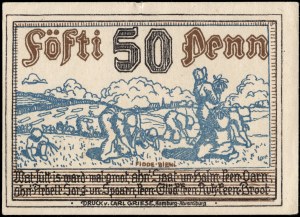 Germany. 1920 Wandsbeck 50 Penn Circulated in Germany & Denmark